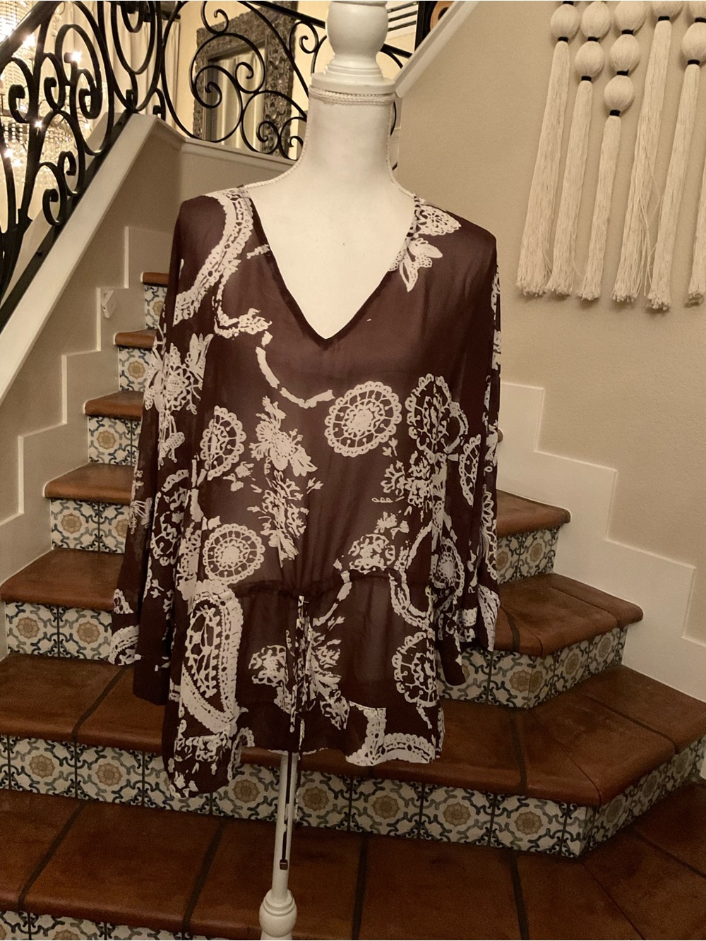 Focus 2000 Brown and White Floral Swim Tunic